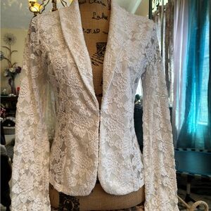 INC International Concepts Lace Blazer in Ivory